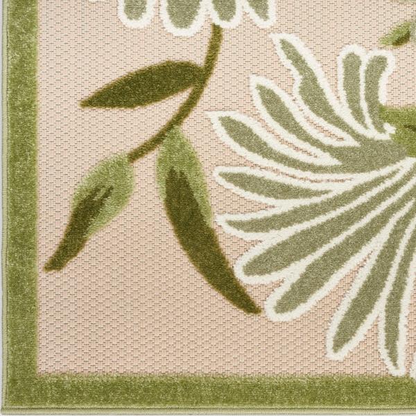 nourison Aloha Ivory Green Indoor/Outdoor Floral Rug ALH33 Home