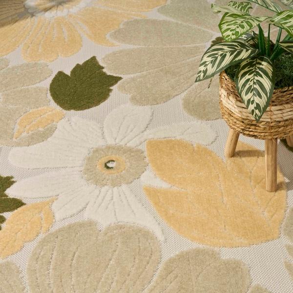 Nourison Aloha Ivory Green Indoor/Outdoor Floral Rug ALH42