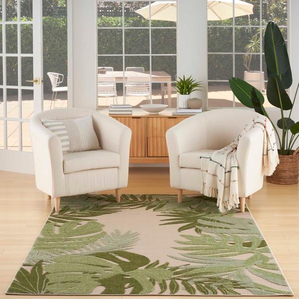 Nourison Aloha Ivory Green Indoor/Outdoor Nature Rug ALH40 Home