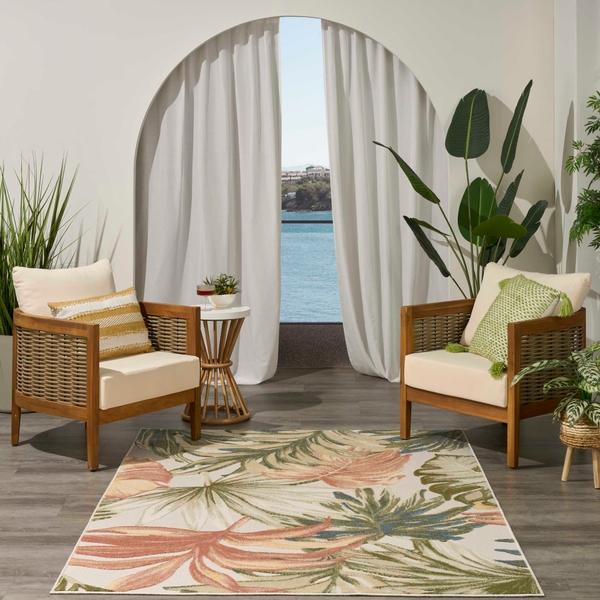 Nourison Aloha Ivory Green Indoor/Outdoor Nature Rug ALH43