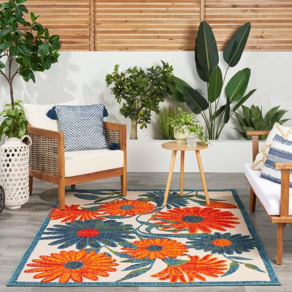 Nourison Aloha Ivory Multicolor Indoor/Outdoor Floral Rug ALH33 Home