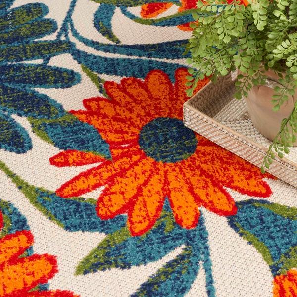 Nourison Aloha Ivory Multicolor Indoor/Outdoor Floral Rug ALH33 Home
