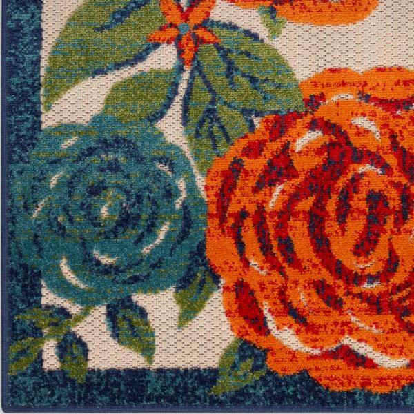 nourison Aloha Ivory Multicolor Indoor/Outdoor Floral Rug ALH32 Home