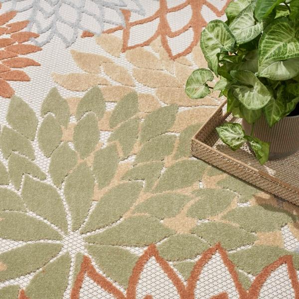 Nourison Aloha Ivory Multicolor Indoor/Outdoor Floral Rug ALH05 Home