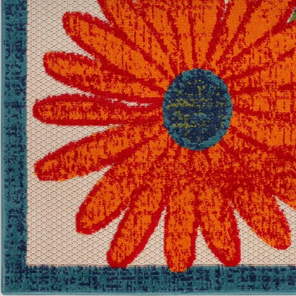 nourison Aloha Ivory Multicolor Indoor/Outdoor Floral Rug ALH33 Home