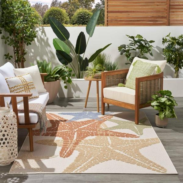 Nourison Aloha Ivory Multicolor Indoor/Outdoor Nature Rug ALH28 Home