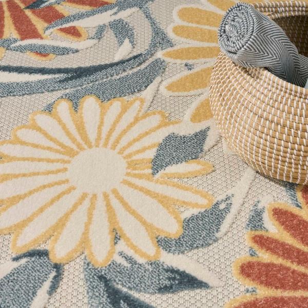 Nourison Aloha Ivory Rose Indoor/Outdoor Floral Rug ALH33