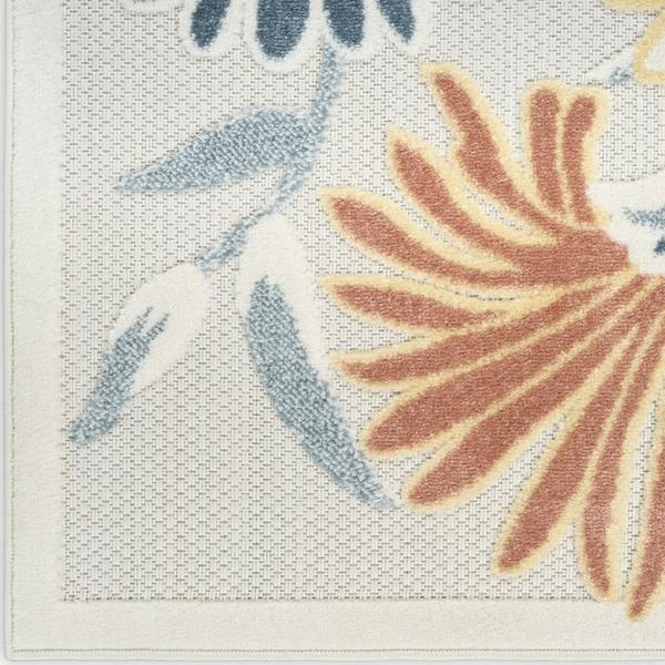 nourison Aloha Ivory Rose Indoor/Outdoor Floral Rug ALH33