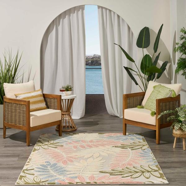 Nourison Aloha Ivory Rose Indoor/Outdoor Nature Rug ALH18