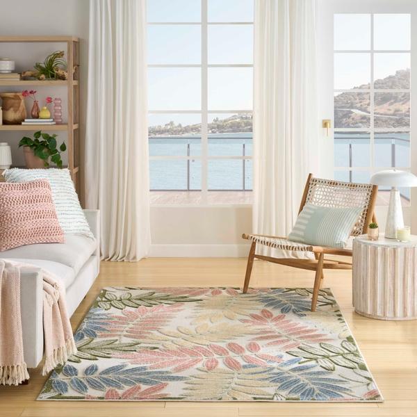 Nourison Aloha Ivory Rose Indoor/Outdoor Nature Rug ALH18