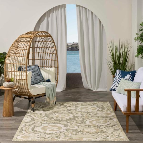 Nourison Aloha Ivory Sage Indoor/Outdoor Floral Rug ALH17