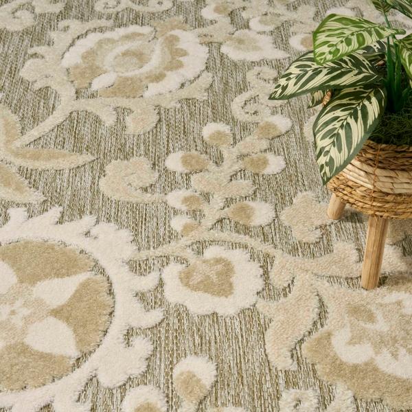 Nourison Aloha Ivory Sage Indoor/Outdoor Floral Rug ALH17