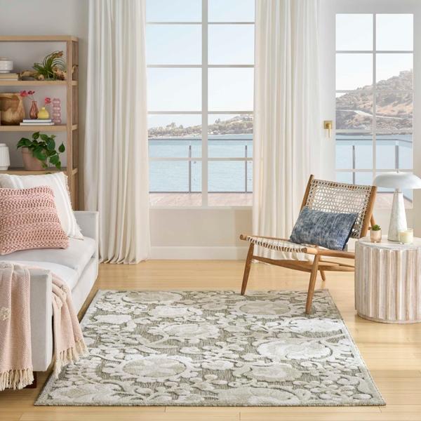 Nourison Aloha Ivory Sage Indoor/Outdoor Floral Rug ALH17