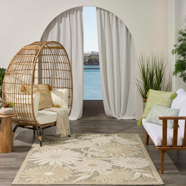 Nourison Aloha Ivory Sage Indoor/Outdoor Floral Rug ALH33