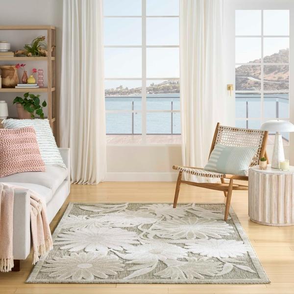 Nourison Aloha Ivory Sage Indoor/Outdoor Floral Rug ALH33