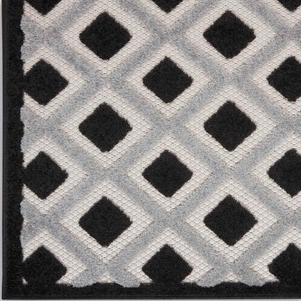 nourison Aloha Modern Diamond Black/White Outdoor Rug ALH26 Home