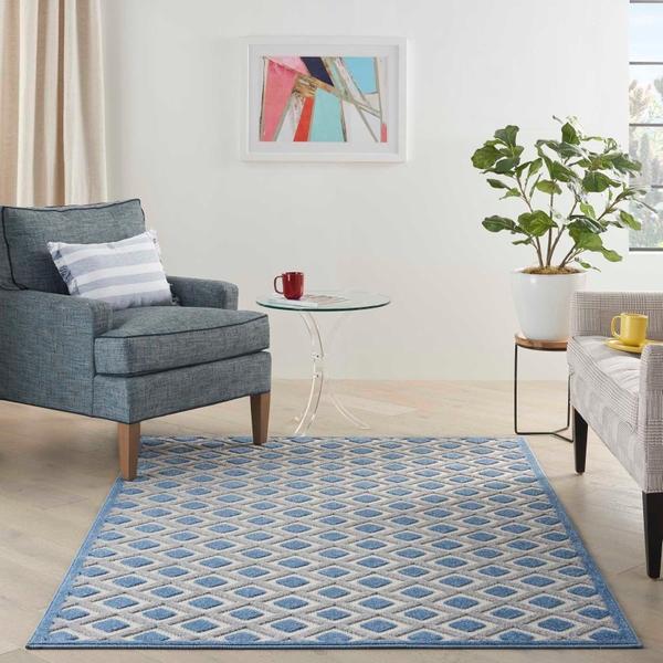 Nourison Aloha Modern Diamond Blue Outdoor Rug ALH26 Home