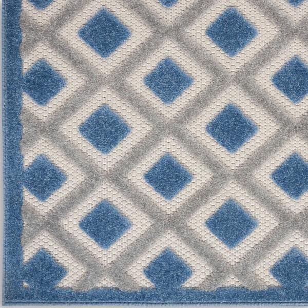 nourison Aloha Modern Diamond Blue Outdoor Rug ALH26 Home