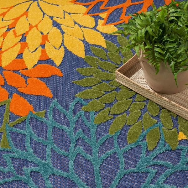 Nourison Aloha Navy Multicolor Indoor/Outdoor Floral Rug ALH05 Home
