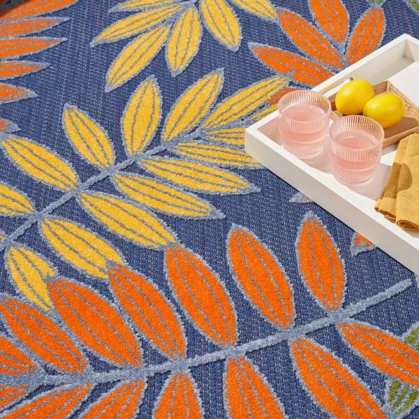 Nourison Aloha Navy Multicolor Indoor/Outdoor Floral Rug ALH18 Home