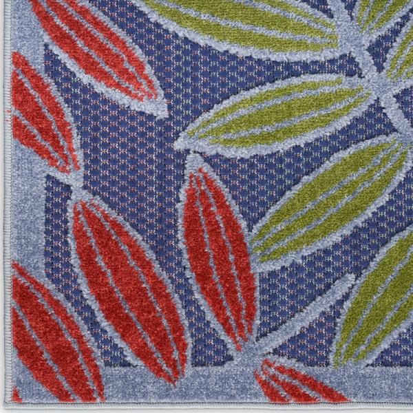 nourison Aloha Navy Multicolor Indoor/Outdoor Floral Rug ALH18 Home