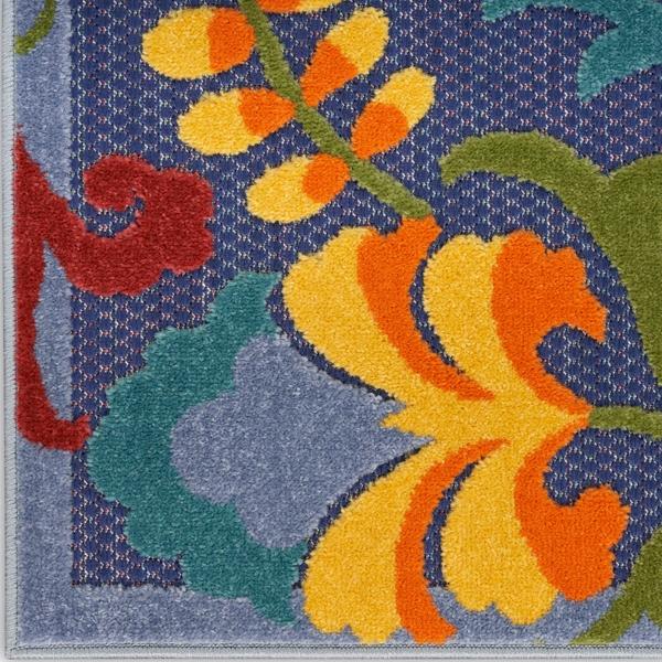 nourison Aloha Navy Multicolor Indoor/Outdoor Floral Rug ALH17 Home