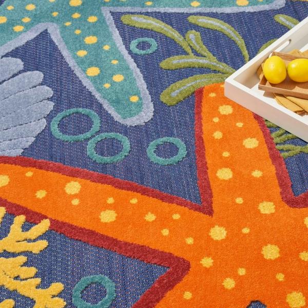 Nourison Aloha Navy Multicolor Indoor/Outdoor Nature Rug ALH24 Home