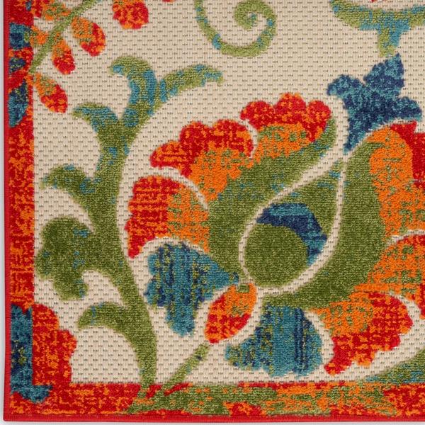 nourison Aloha Red Multicolor Indoor/Outdoor Floral Rug ALH17 Home