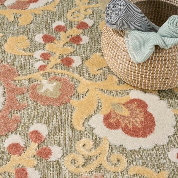 Nourison Aloha Sage Rose Indoor/Outdoor Floral Rug ALH17