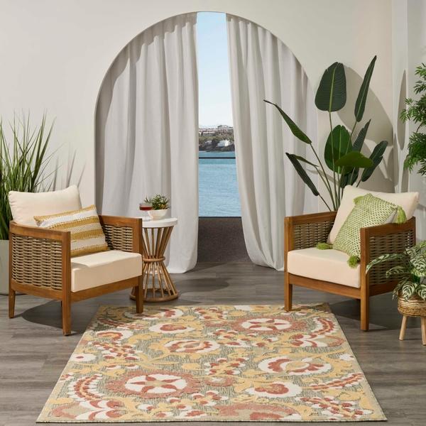 Nourison Aloha Sage Rose Indoor/Outdoor Floral Rug ALH17