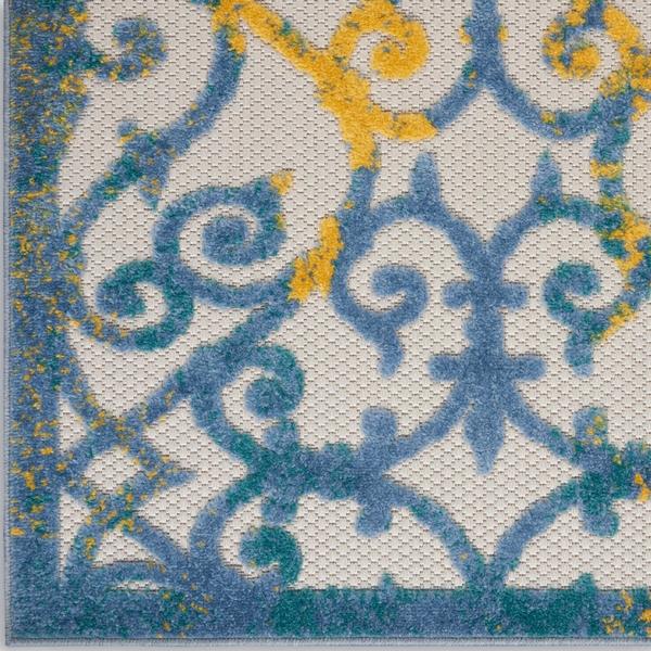nourison Aloha Transitional Blue/Yellow Outdoor Rug ALH21 Home