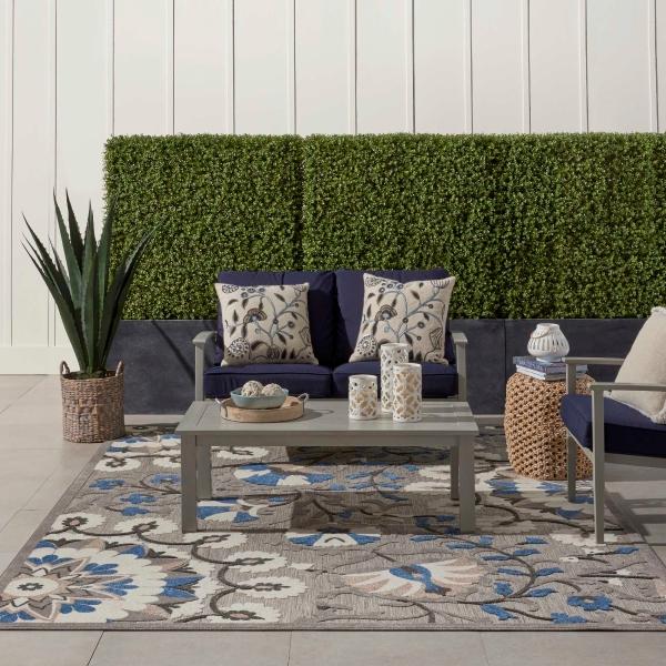 Nourison Aloha Transitional Grey/Blue Outdoor Rug ALH20 Home