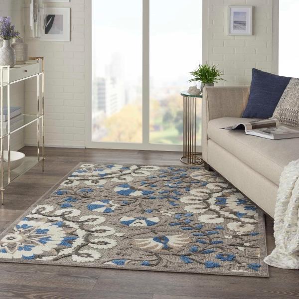 Nourison Aloha Transitional Grey/Blue Outdoor Rug ALH20 Home