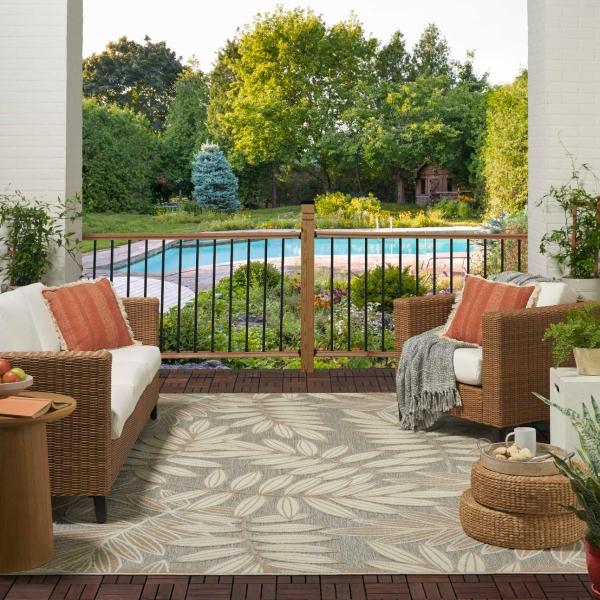 Nourison Aloha Tropical Beige/Grey Outdoor Rug ALH18 Home