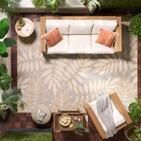 Nourison Aloha Tropical Beige/Grey Outdoor Rug ALH18 Home