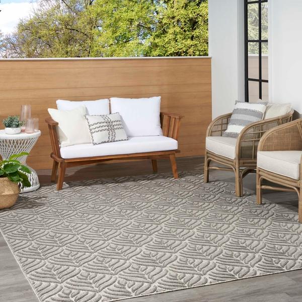 Nourison Aloha Tropical Charcoal Grey Outdoor Rug ALH35 Home