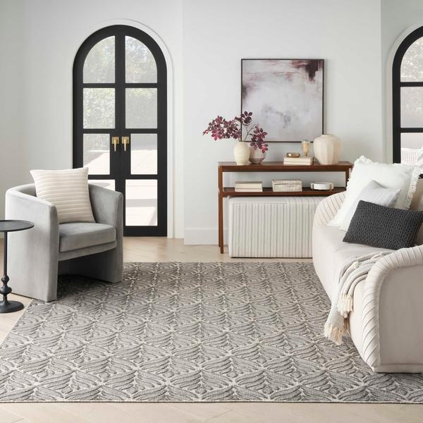 Nourison Aloha Tropical Charcoal Grey Outdoor Rug ALH35 Home