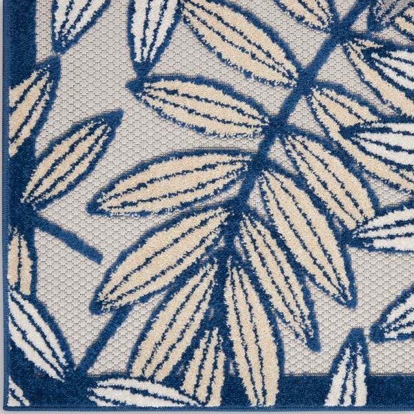 nourison Aloha Tropical Grey/Navy Outdoor Rug ALH18 Home