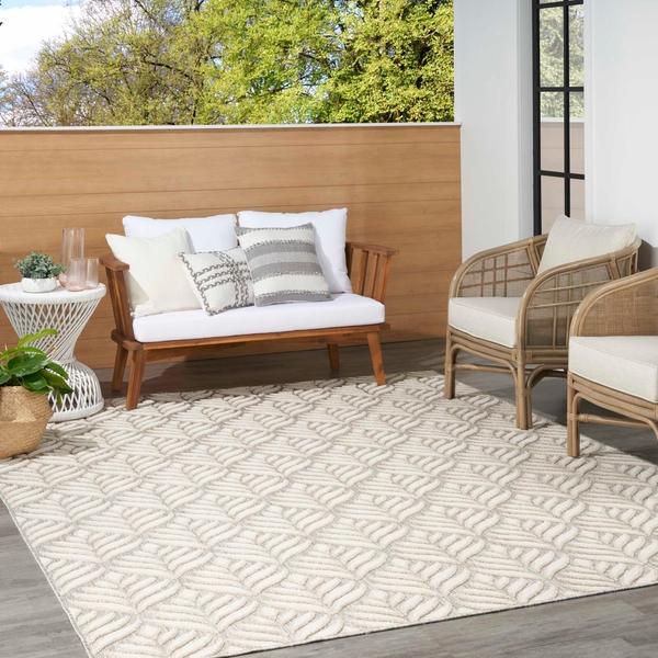 Nourison Aloha Tropical Ivory/Grey Outdoor Rug ALH35 Home
