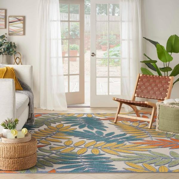 Nourison Aloha Tropical Ivory/Multicolored Outdoor Rug ALH18 Home