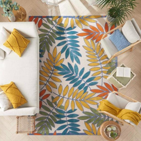 Nourison Aloha Tropical Ivory/Multicolored Outdoor Rug ALH18 Home