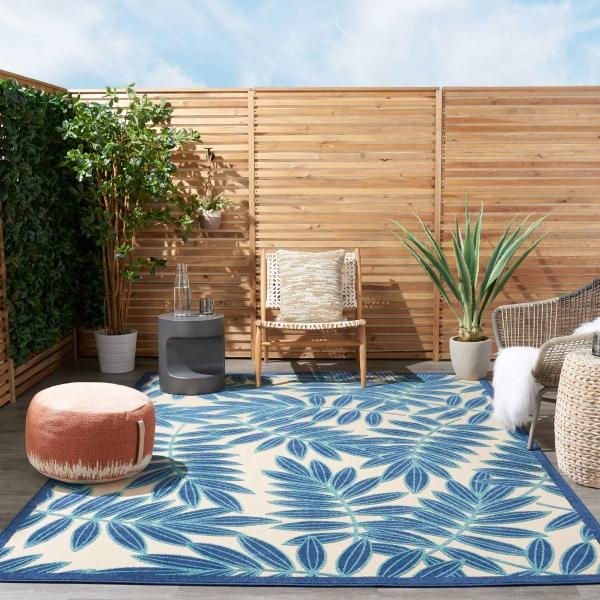 Nourison Aloha Tropical Navy Outdoor Rug ALH18 Home
