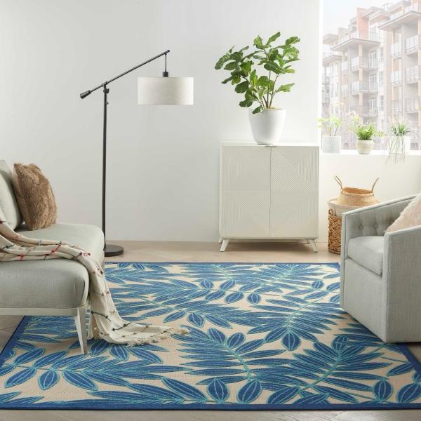 Nourison Aloha Tropical Navy Outdoor Rug ALH18 Home