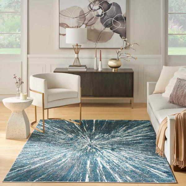 Nourison Ambiance Blue Silver Indoor Only Abstract Rug AMI01