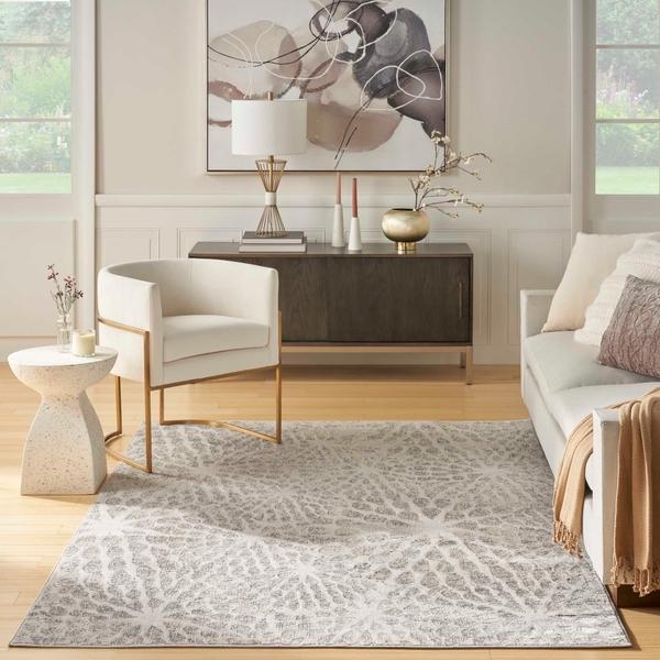 Nourison Ambiance Grey Silver Indoor Only Abstract Rug AMI02