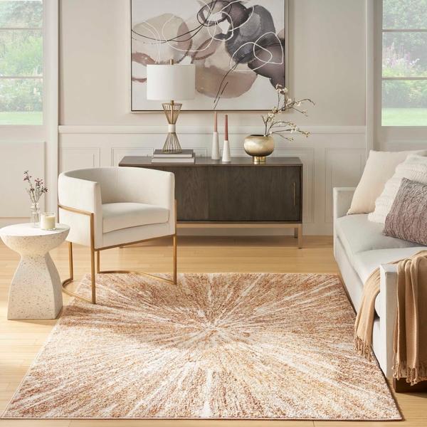 Nourison Ambiance Ivory Gold Indoor Only Abstract Rug AMI01
