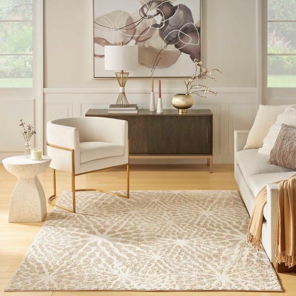 Nourison Ambiance Ivory Gold Indoor Only Abstract Rug AMI02