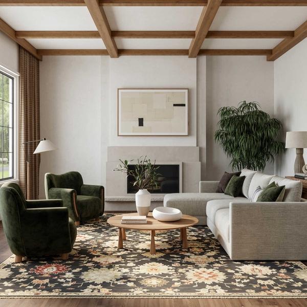 Nourison Antique Bloom Black Indoor Only Persian Rug ANB01