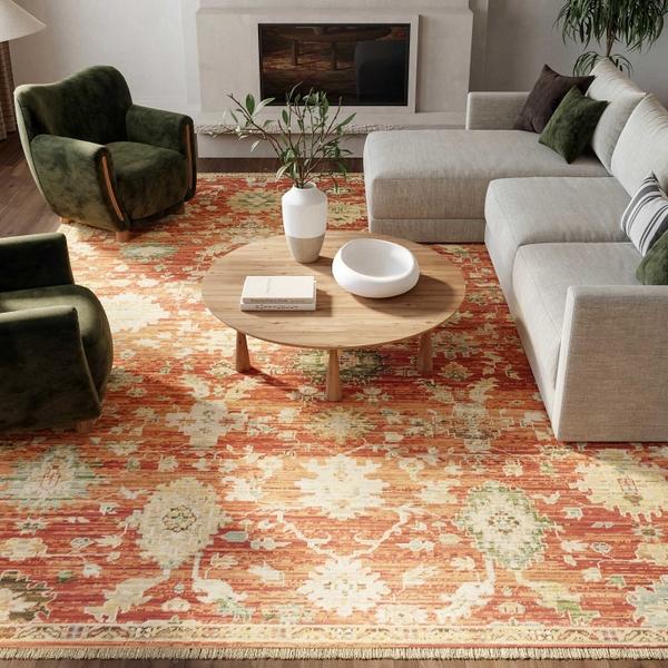 nourison Antique Bloom Brick Indoor only Persian Rug ANB01