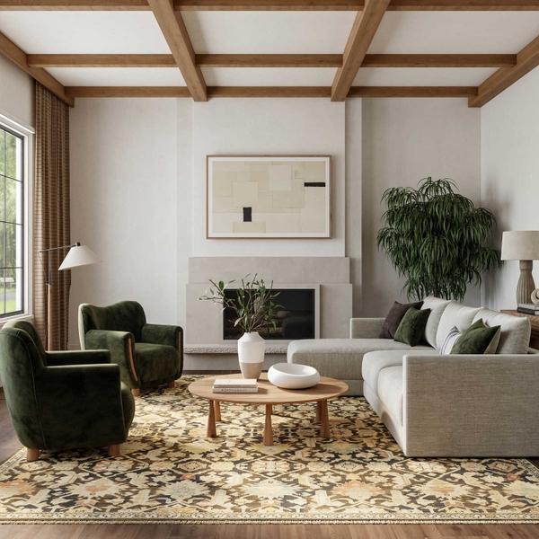 Nourison Antique Bloom Mocha Multicolor Indoor Only Persian Rug ANB02